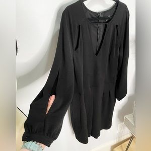 CityChic Black Long Sleeve Romper - Sexy Cutouts - Size 16